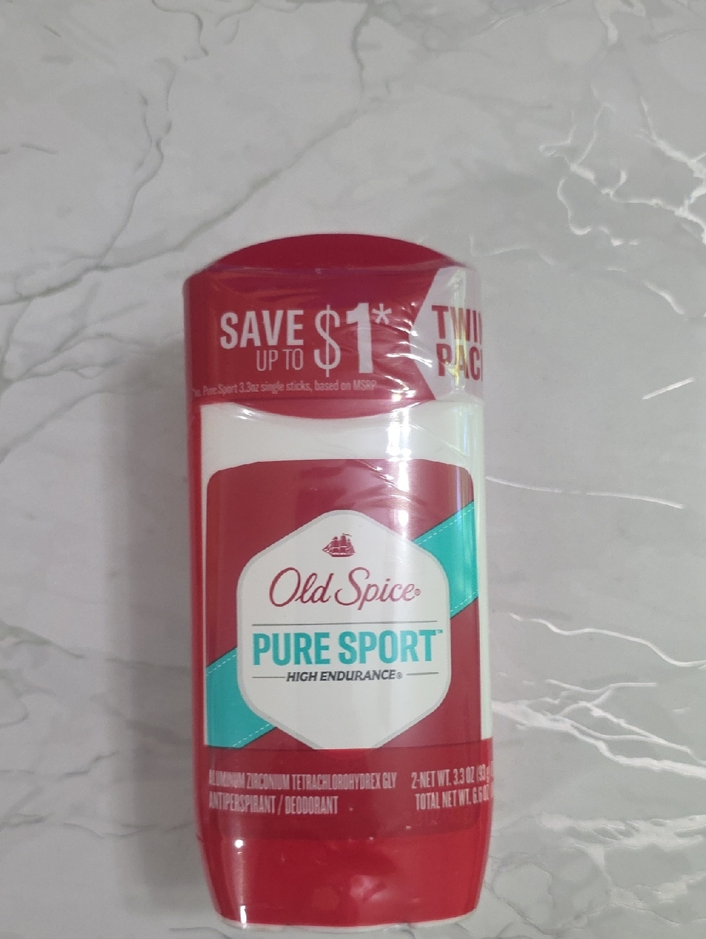 NEW Old Spice Pure Sport Antiperspirant Deodorant - Red/Turquoise